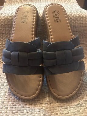 Cliffs by WHITE MOUNTAIN Women's Dark Blue Braided Slide Sandals